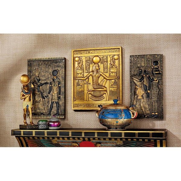Egyptian Temple Stele Plaques Tutankhamen Isis Horus Friezes Artwork